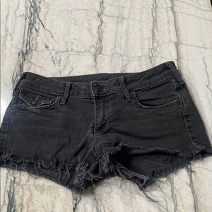 True Religion Black Denim Frayed Hem Women Shorts